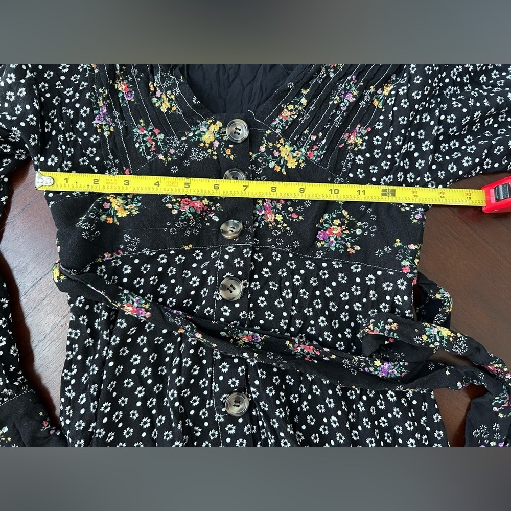Free People Black Floral Long Sleeve Dress size XS - Picture 9 of 11